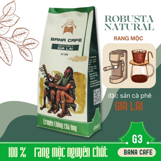 Cà phê Bana Cafe G3 | Cafe rang mộc nguyên chất 100% Robusta (Pha phin/Pha máy/Nguyên hạt) |