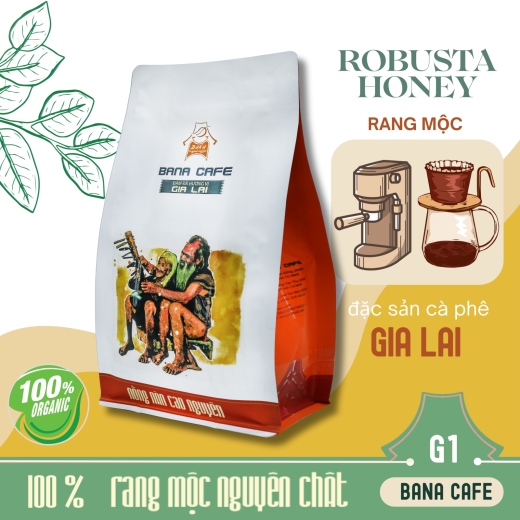 Cà phê Bana Cafe G1 | Cafe rang mộc nguyên chất 100% Robusta (Pha phin/Pha máy/Nguyên hạt) | 