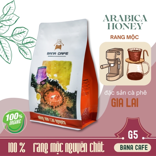Cà phê Bana Cafe G5 | Cafe rang mộc nguyên chất 100% Arabica Honey (Pha máy/Pha phin/Nguyên hạt)