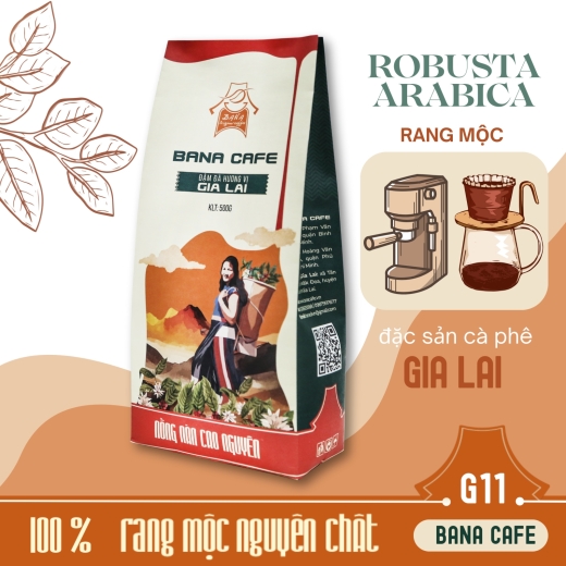 Cà phê Bana Cofe G11|Cafe rang mộc nguyên chất Arabica+Robusta(Pha phin/Pha máy/Nguyên hạt)