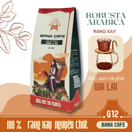 Cà phê Bana Cofe G12 | Cafe rang xay nguyên chất Arabica +Robusta Natural (Rang bơ pha phin)