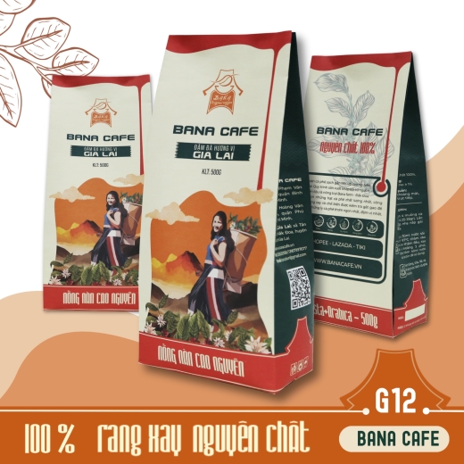 Cà phê Bana Cofe G12 | Cafe rang xay nguyên chất Arabica +Robusta Natural (Rang bơ pha phin)