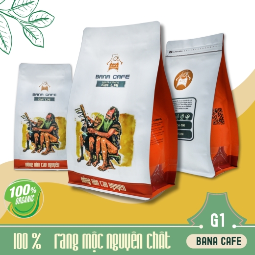 Cà phê Bana Cafe G1 | Cafe rang mộc nguyên chất 100% Robusta (Pha phin/Pha máy/Nguyên hạt) | 