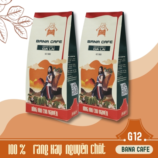 Cà phê Bana Cofe G12 | Cafe rang xay nguyên chất Arabica +Robusta Natural (Rang bơ pha phin)