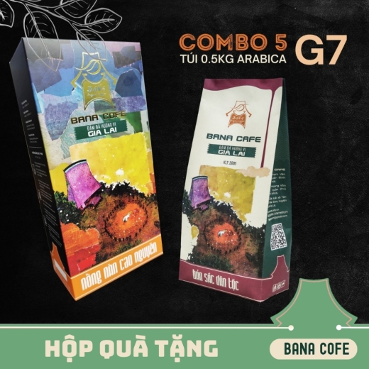 Hộp quà cà phê Bana Cofe  | Cafe rang mộc nguyên chất 100% (Pha phin/Pha máy/Nguyên hạt) |COMBO 5